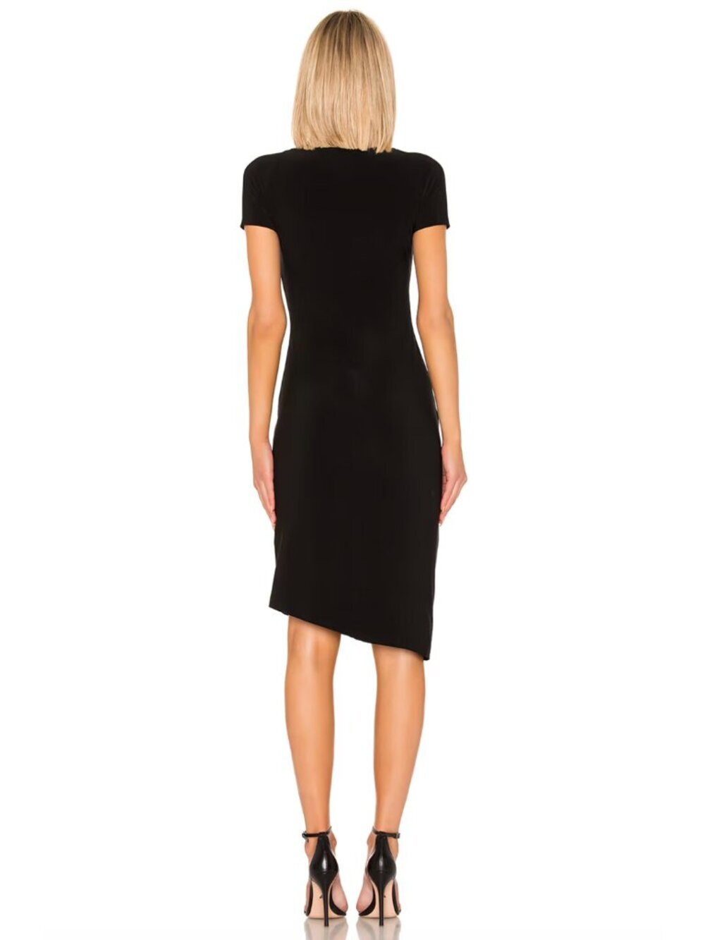 Norma Kamali Black Stretch Sweetheart Side Drape Gathered Mini LBD Dress - Picture 2 of 7